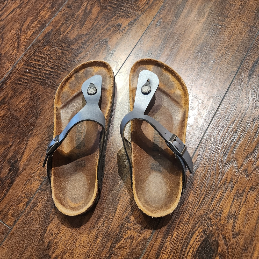 birkenstock Gizeh Sandals Womens Size EU 39 Blue Gray Shimmer T-Strap